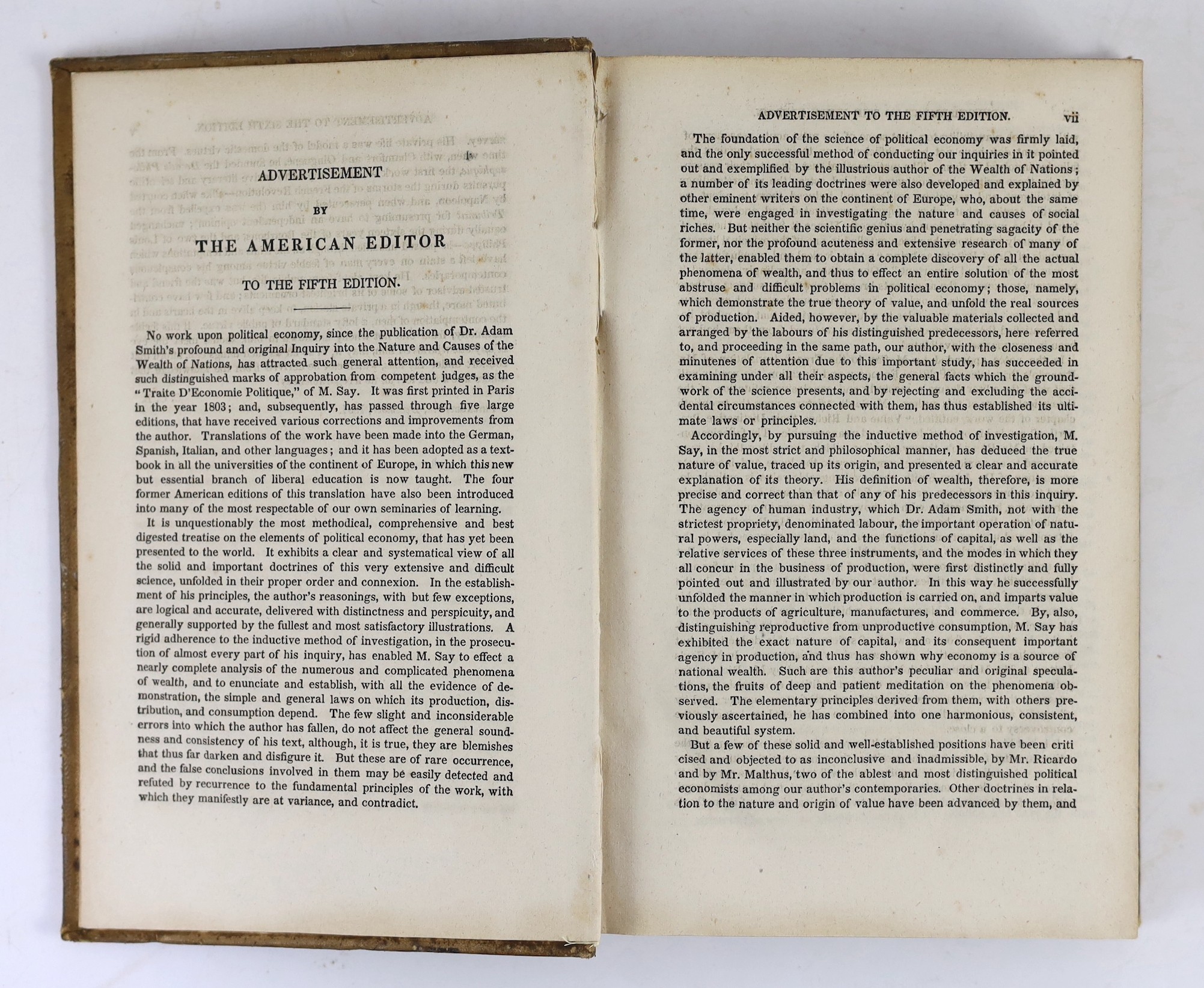 Say, Jean-Baptiste - A Treatise on Political Economy; or the Production, Distribution, and Consumption of Wealth ... new American edition